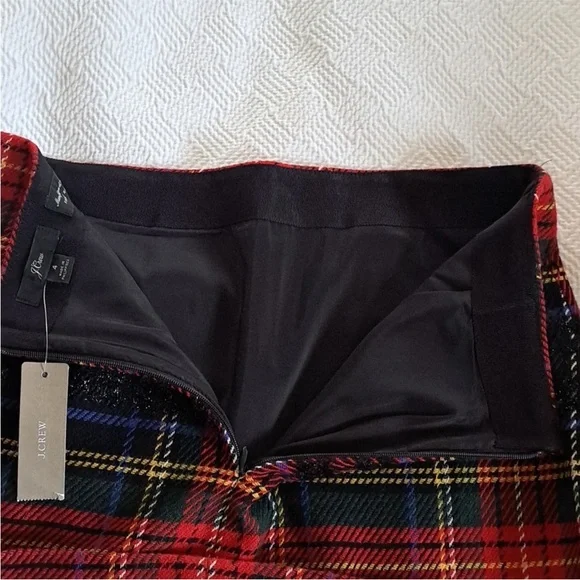 NWT, J Crew, Stewart Tartan Plain holiday mini pencil skirt, 4 - Picture 5 of 8
